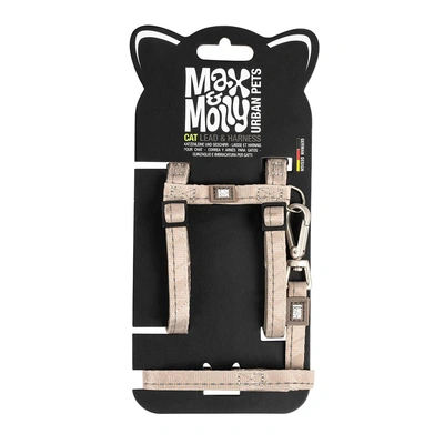 Max & Molly - Conjunto Peitoral+Trela "Matrix 2.0" Para Gato - Areia