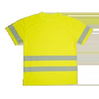 T-Shirt Alta Visibilidade Amarela TS30 Faixas Refletoras Segmentadas